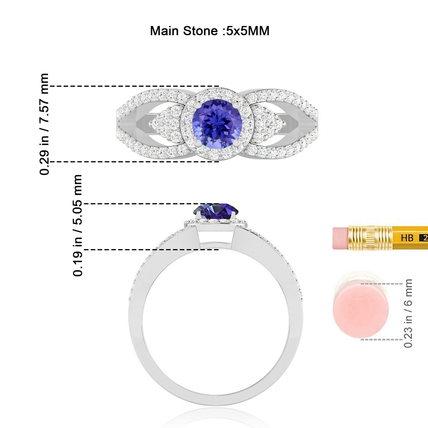 Split Shank Halo Ring | Sterling Silver Birthstone Ring | Genuine Gemstone & Diamond Studded Ring | Personalized Promise Ring | Gift for Her