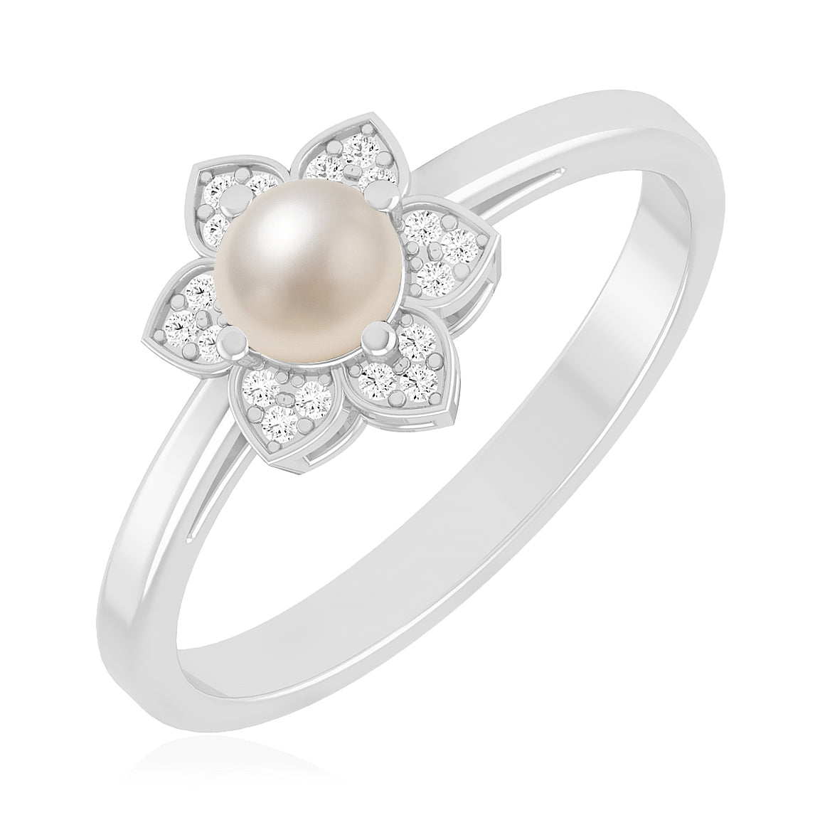 Floral Halo Solitaire Ring | Sterling Silver Birthstone Ring | Genuine Gemstone & Diamond Studded Ring | Personalized Promise Ring | Gift for Her