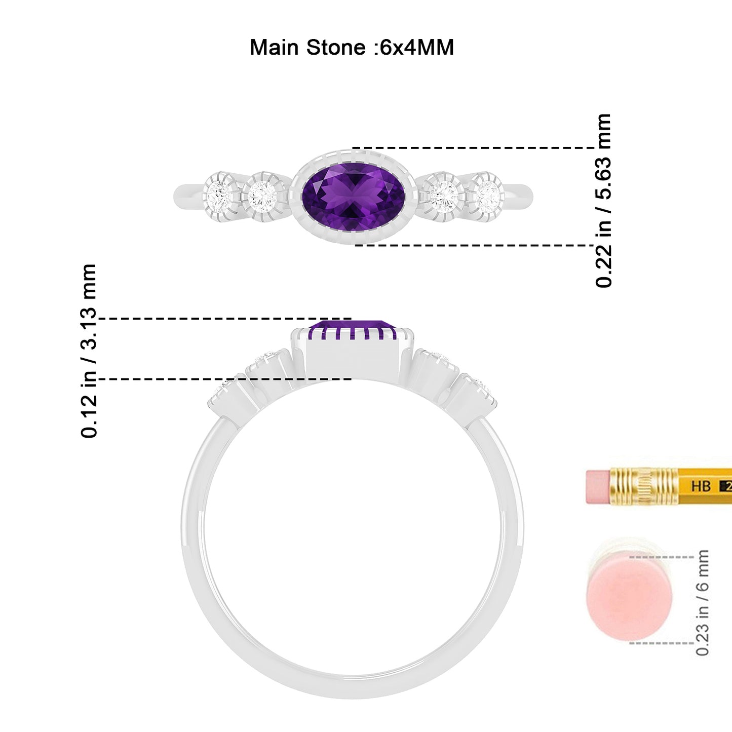 Bezel Set Three-Stone Ring | Sterling Silver Birthstone Ring | Genuine Gemstone & Diamond Studded Ring | Personalized Promise Ring | Gift for Her