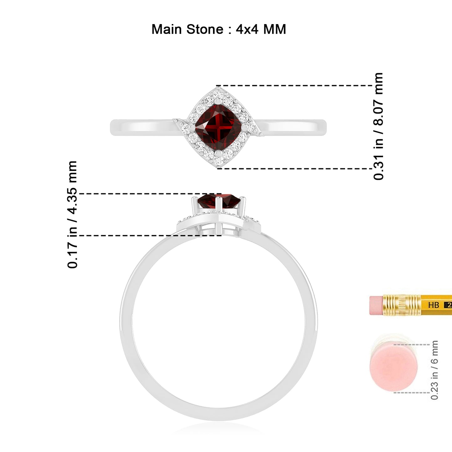 Cushion Halo Solitaire Ring | Sterling Silver Birthstone Ring | Genuine Gemstone & Diamond Studded Ring | Personalized Promise Ring | Gift for Her