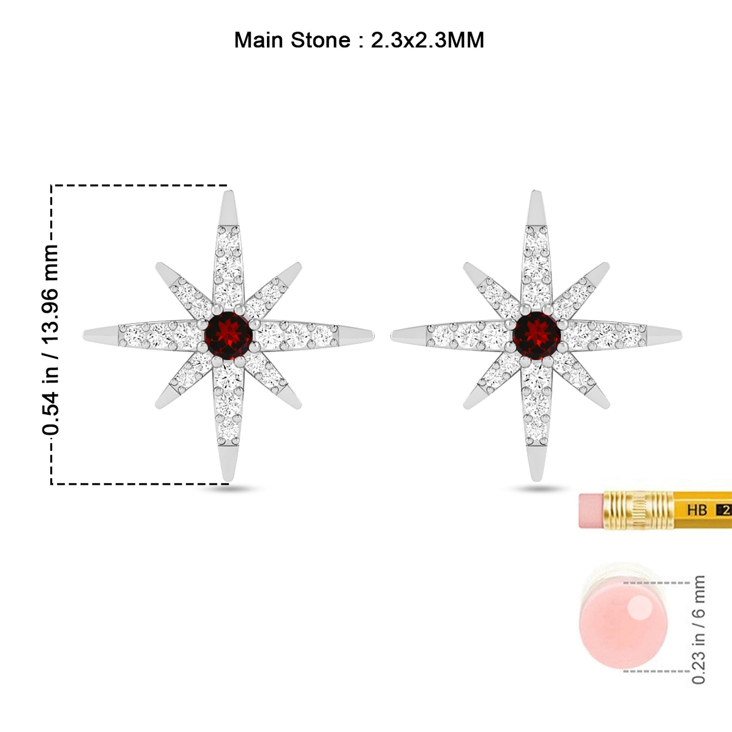 Celestial Starburst Stud Earrings | 925 Sterling Silver Birthstone Stud Earrings | Diamond Accent Gemstone Earrings | 15 Birthstone Options | Gift for Women