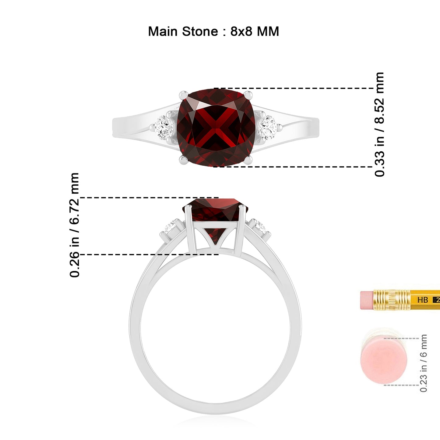 Classic Three-Stone Solitaire Ring | Sterling Silver Birthstone Ring | Genuine Gemstone & Diamond Studded Ring | Personalized Promise Ring | Gift for Her
