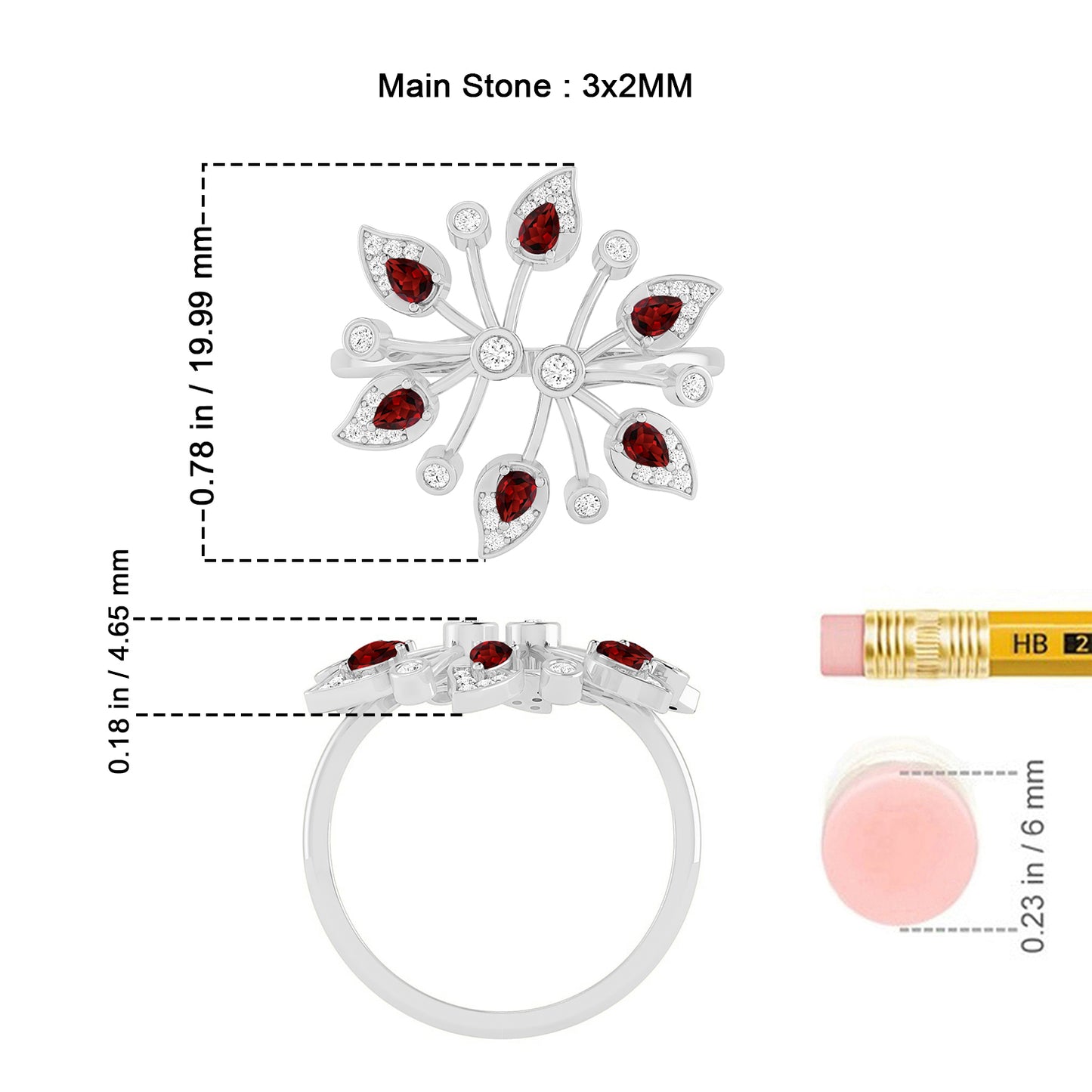 Nature Inspired Floral Cluster Ring | Sterling Silver Birthstone Ring | Genuine Gemstone & Diamond Studded Ring | Personalized Promise Ring | Gift for Her