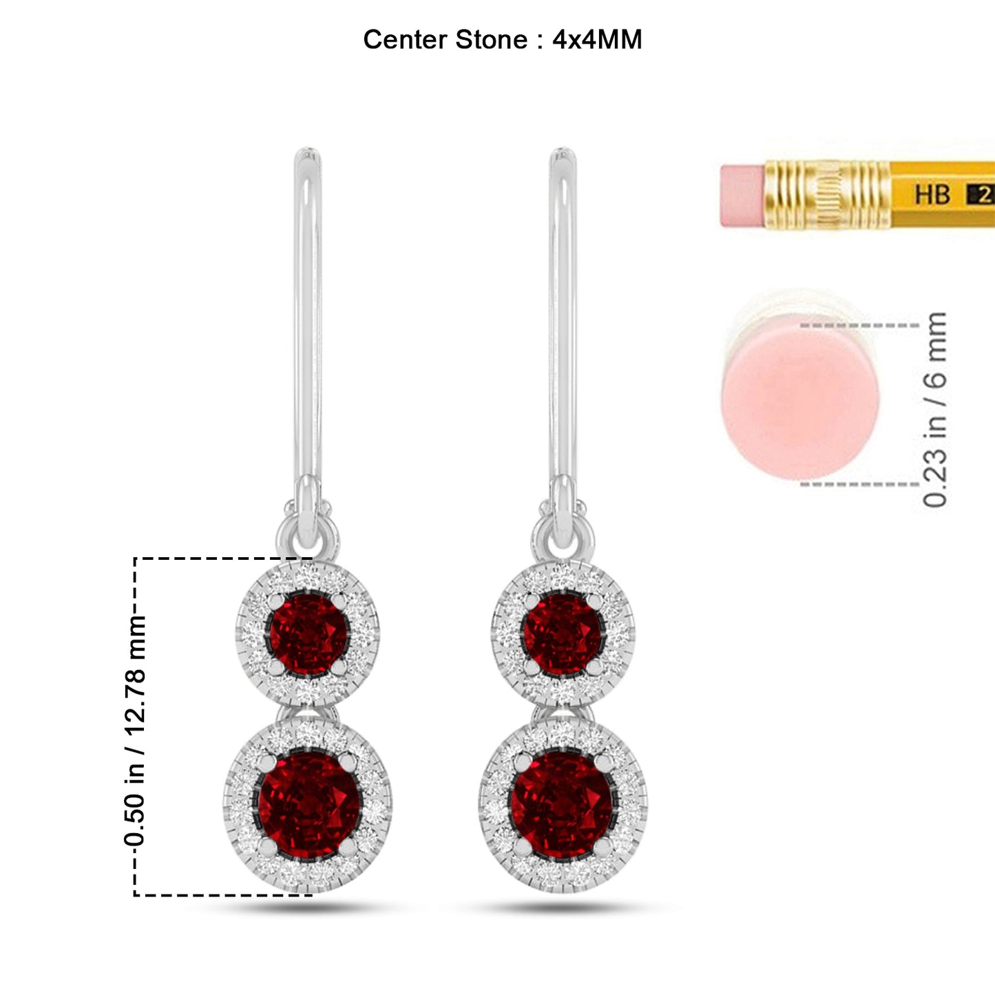 Double Halo Lever back Drop Earrings | 925 Sterling Silver Birthstone Stud Earrings | Diamond Accent Gemstone Earrings | 15 Birthstone Options | Gift for Women