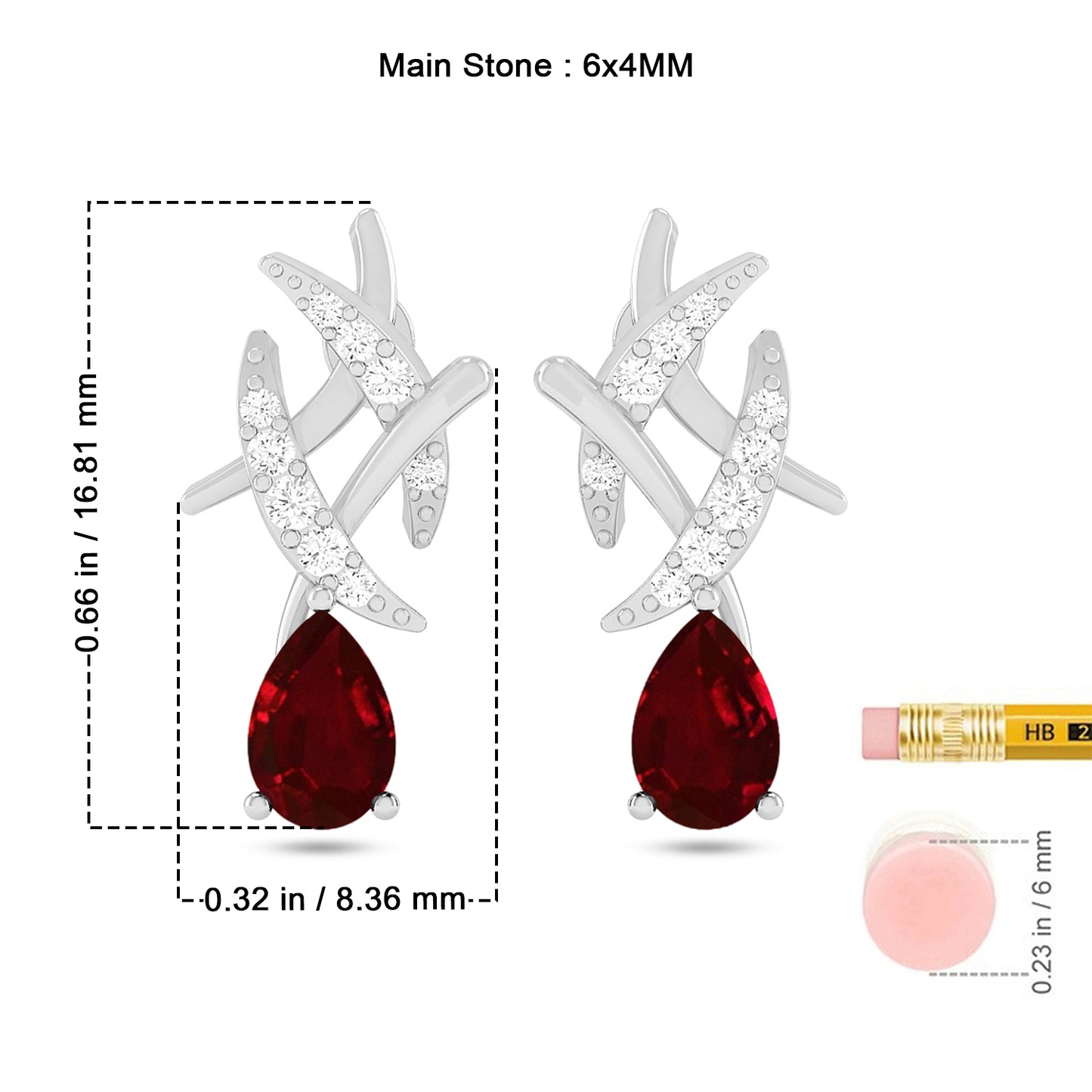 Criss-Cross Drop Earrings | 925 Sterling Silver Birthstone Stud Earrings | Diamond Accent Gemstone Earrings | 15 Birthstone Options | Gift for Women