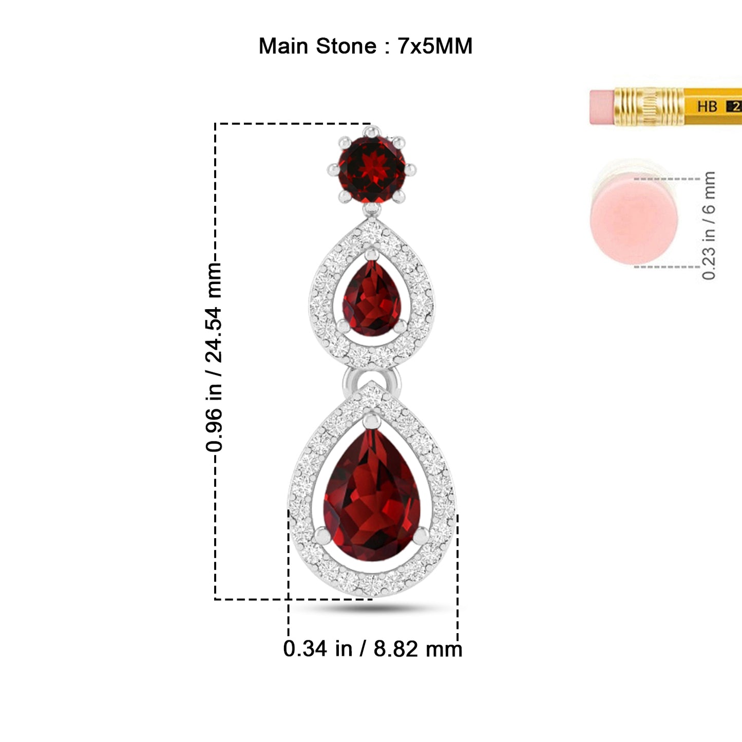Double Pear Halo Drop Pendant | Sterling Silver Birthstone Necklace | Diamond Accent | Adjustable Chain | 15 Gemstone Choices