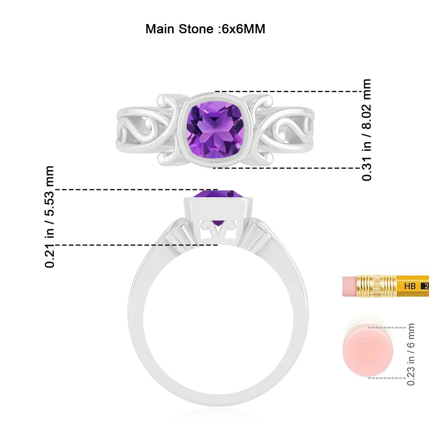 Celtic Knot Bezel Solitaire Ring | Sterling Silver Birthstone Ring | Genuine Gemstone & Diamond Studded Ring | Personalized Promise Ring | Gift for Her