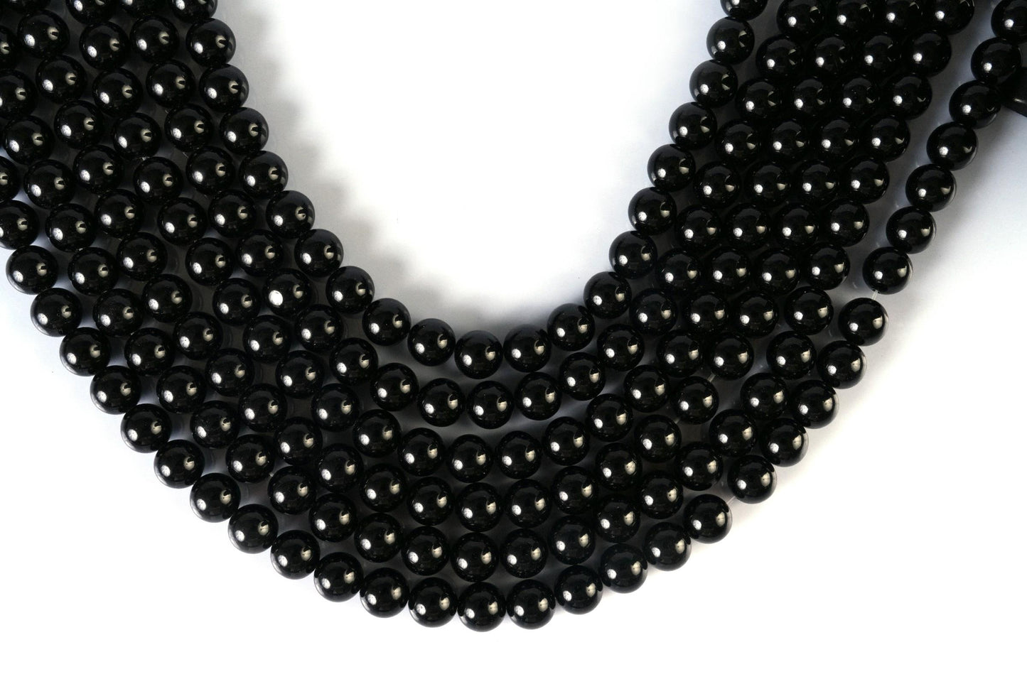 Natural Black Tourmaline Round Smooth Beads String 15.5 Inch Long 4/6/8/10 MM for Jewelry Making and Crafting | Loose Beads | Gemstone Bead
