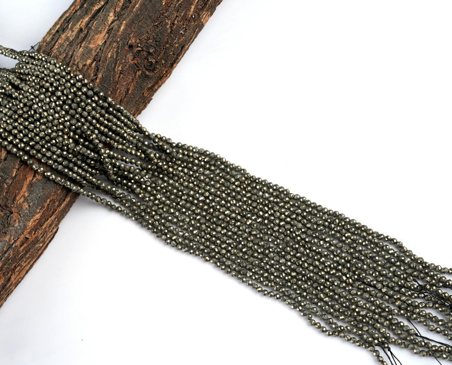 Natural Pyrite Gemstone Round Micro Faceted Beads String 15.5 Inches Long 2/3/4/6 MM for Jewelry Making and Crafting - AS & J