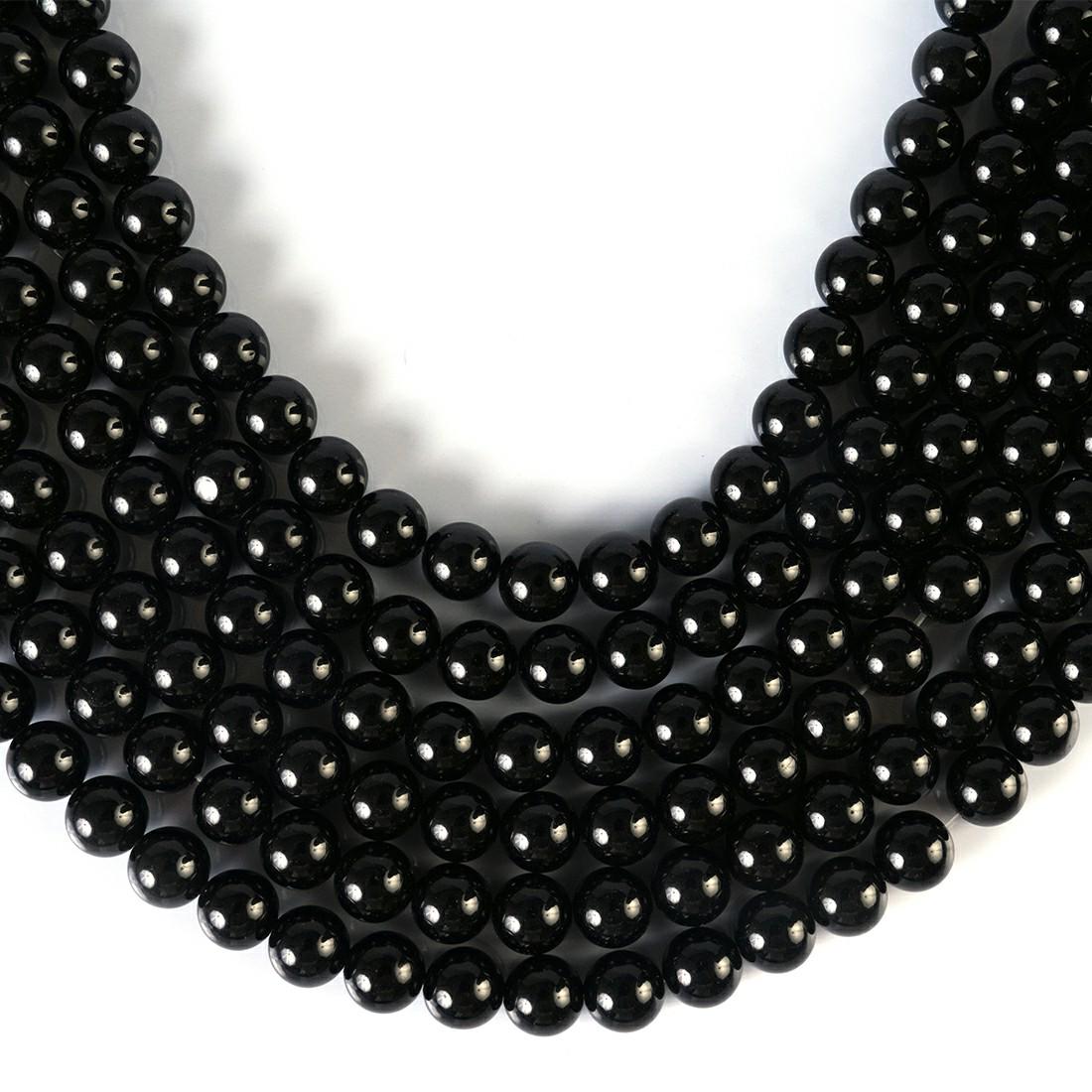Natural Black Tourmaline Round Smooth Beads String 15.5 Inch Long 4/6/8/10 MM for Jewelry Making and Crafting | Loose Beads | Gemstone Bead