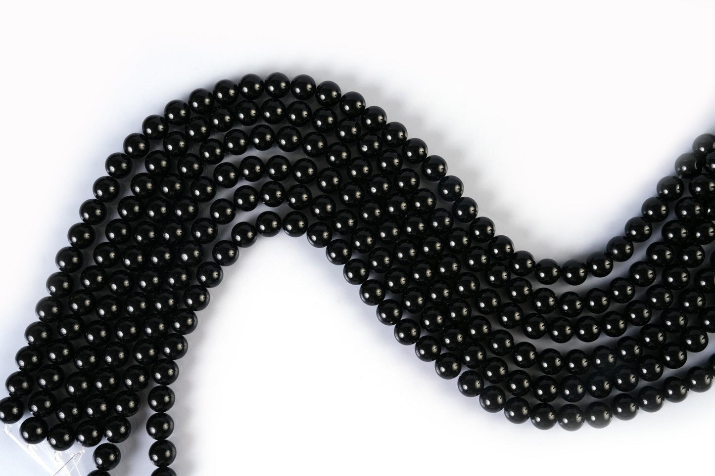 Natural Black Tourmaline Round Smooth Beads String 15.5 Inch Long 4/6/8/10 MM for Jewelry Making and Crafting | Loose Beads | Gemstone Bead
