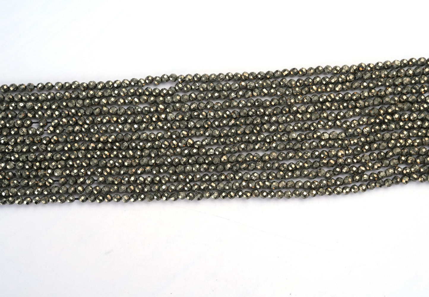 Natural Pyrite Gemstone Round Micro Faceted Beads String 15.5 Inches Long 2/3/4/6 MM for Jewelry Making and Crafting - AS & J