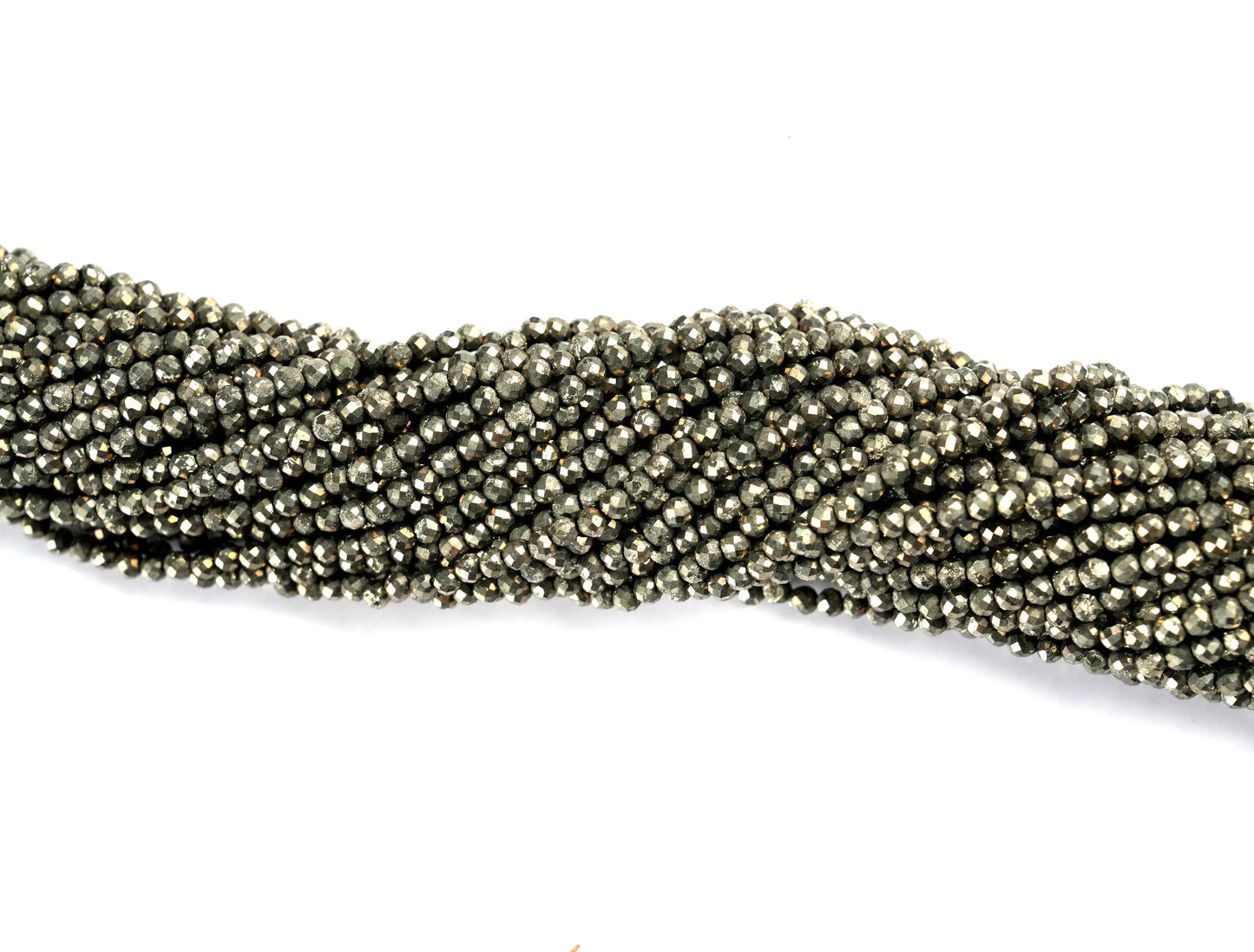 Natural Pyrite Gemstone Round Micro Faceted Beads String 15.5 Inches Long 2/3/4/6 MM for Jewelry Making and Crafting - AS & J