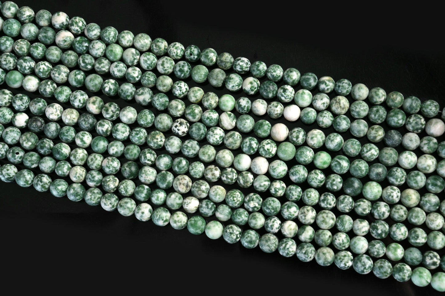 Natural Green Spot Jasper Gemstone Round Smooth Beads String 15.5 Inches Long 4/6/8/10 MM for Jewelry Making and Crafting - AS & JG