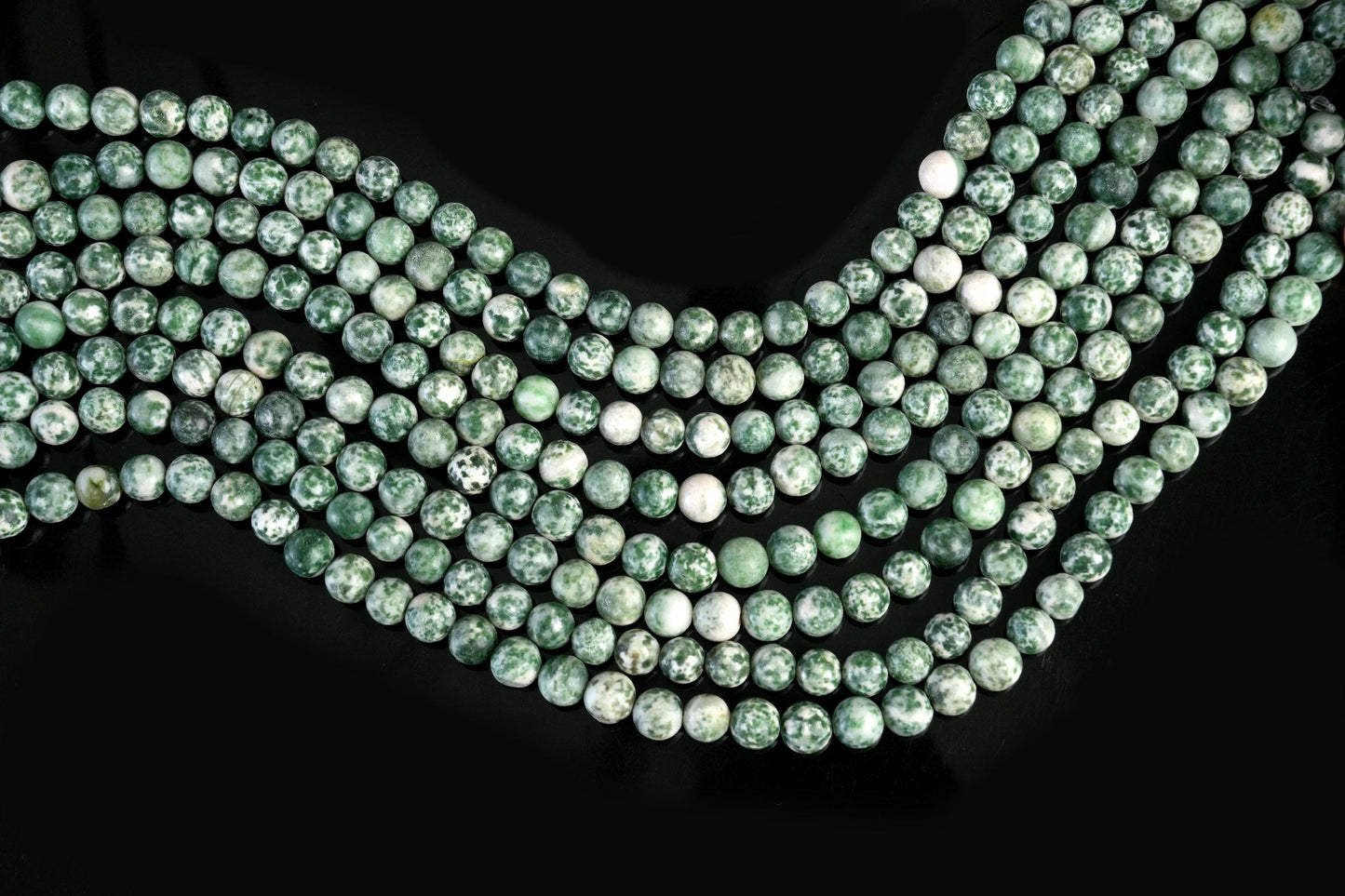 Natural Green Spot Jasper Gemstone Round Smooth Beads String 15.5 Inches Long 4/6/8/10 MM for Jewelry Making and Crafting - AS & JG