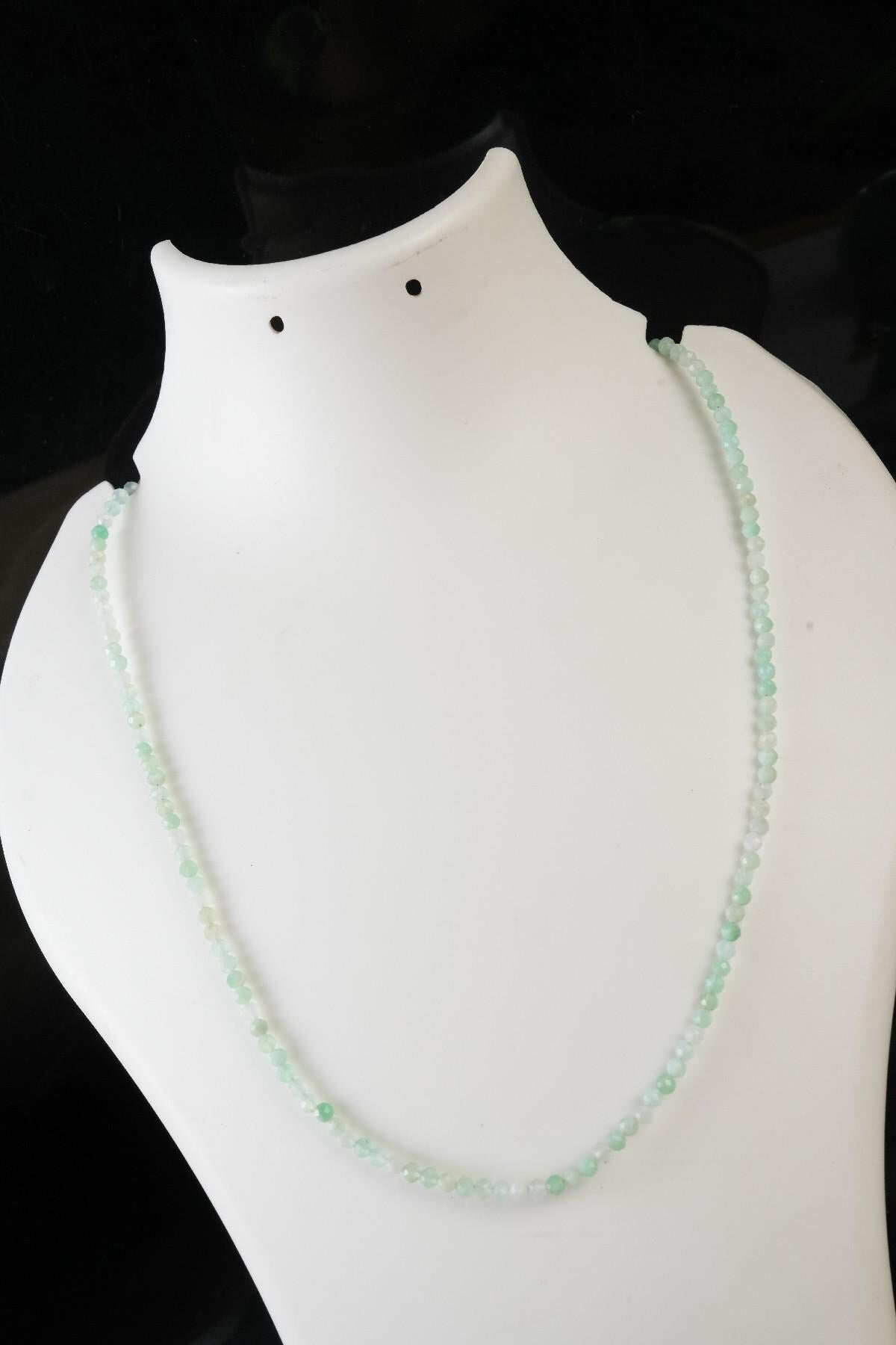 Genuine Chrysoprase Beads Necklace / Handcrafted Adjustable Mala Necklace / 3 MM Round Micro Faceted Beaded Necklace Jewelry - AS & JG