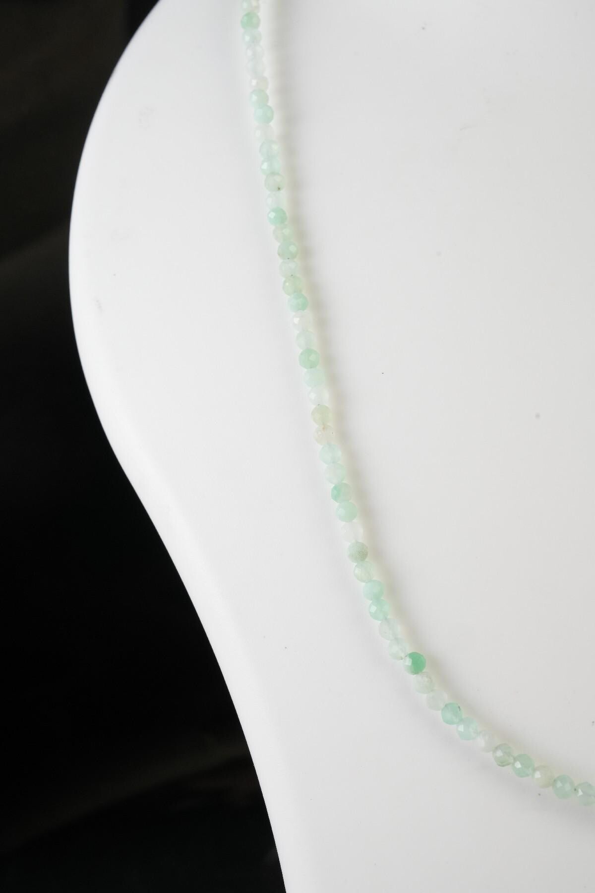 Genuine Chrysoprase Beads Necklace / Handcrafted Adjustable Mala Necklace / 3 MM Round Micro Faceted Beaded Necklace Jewelry - AS & JG