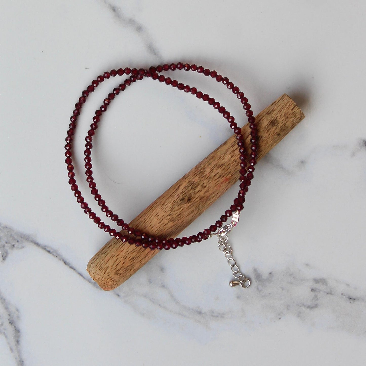 Genuine Red Garnet Beads Necklace / Layering Necklace, Dainty Beaded Necklace, Beaded Necklace, Boho Necklace, Gift for Her, Birthday Gift