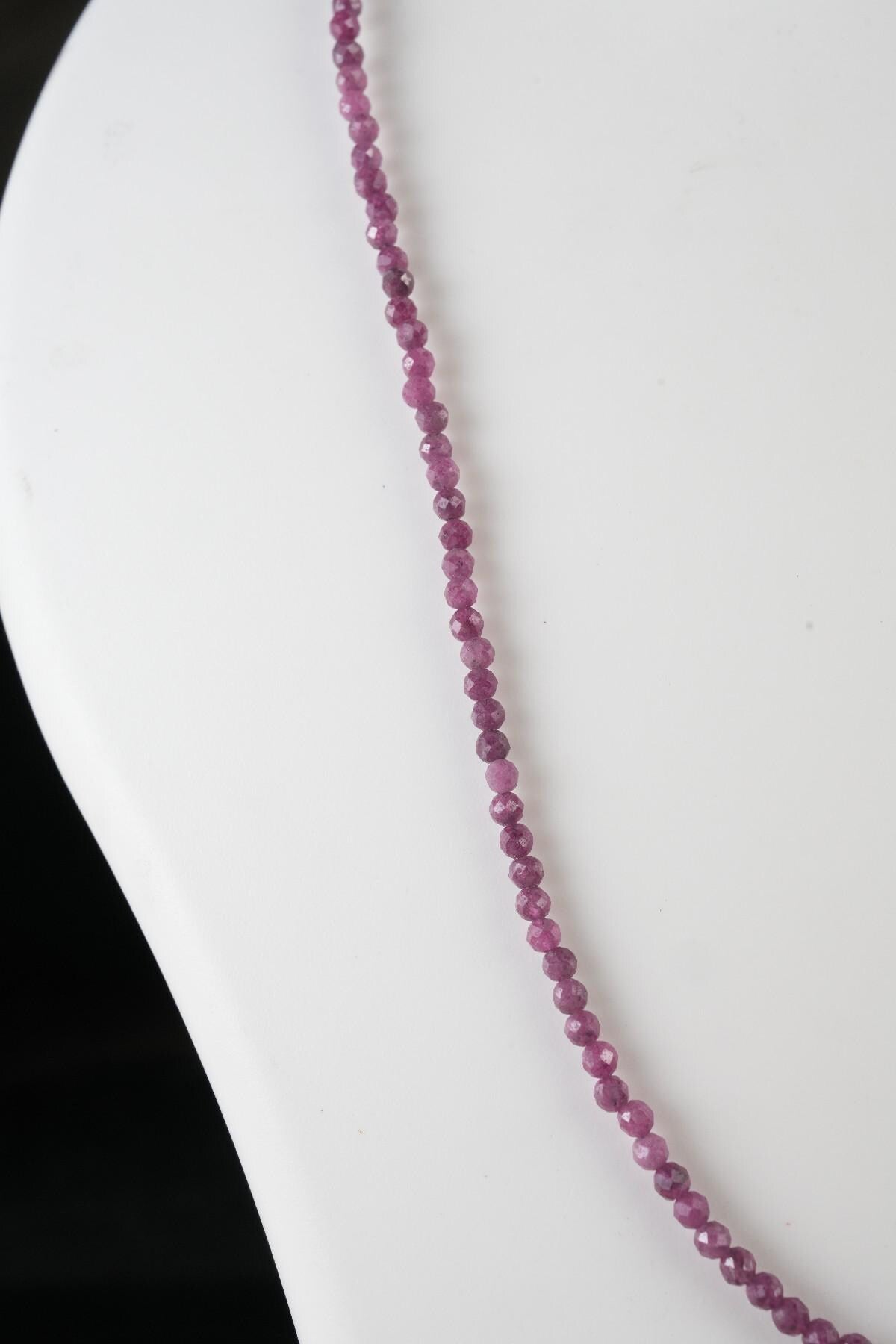 Genuine Ruby Beads Necklace / Handcrafted Adjustable Mala Necklace / 3 MM Round Micro Faceted Beaded Necklace Jewelry - AS & JG