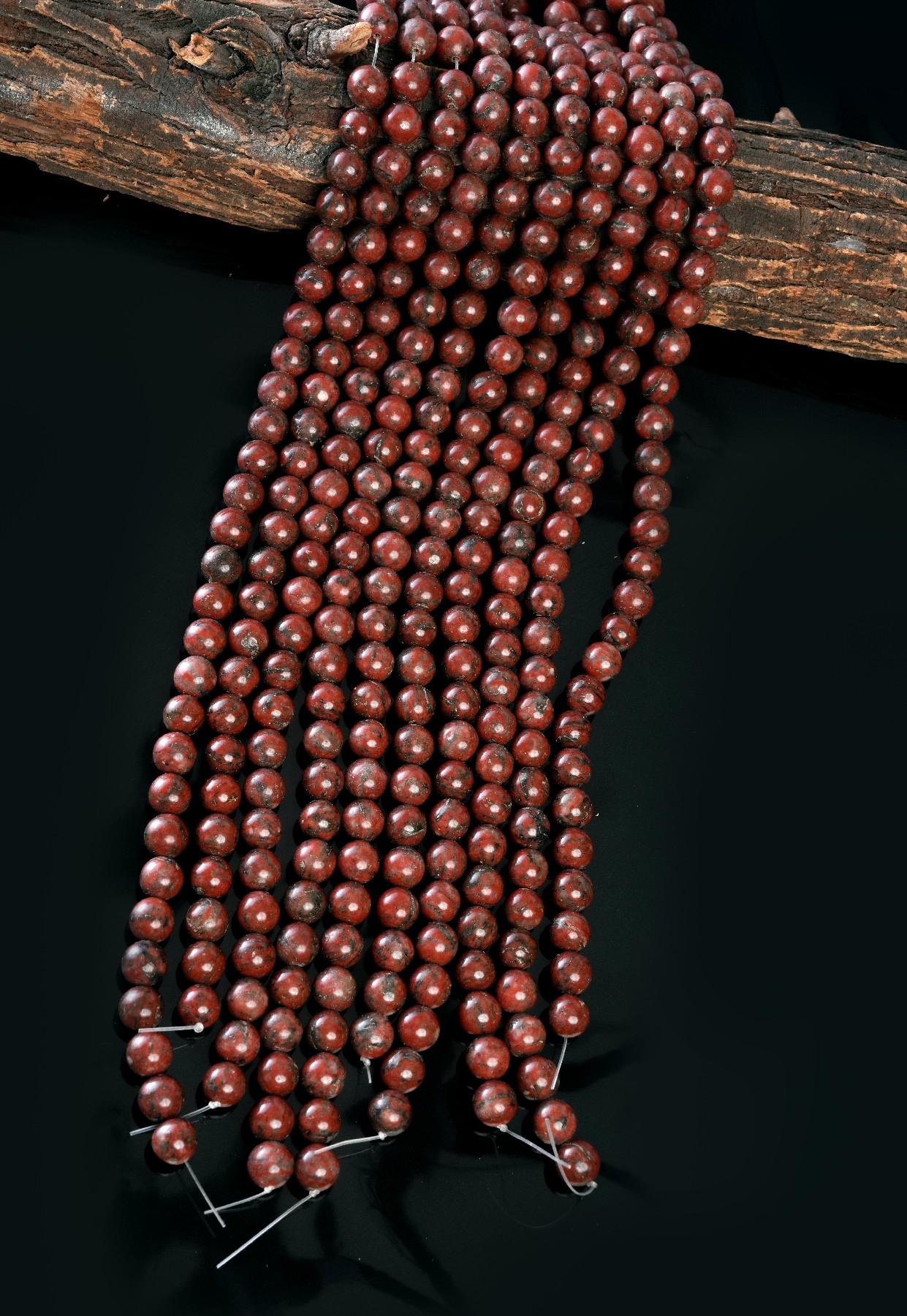 Natural Dark Red Jasper Gemstone Round Smooth Beads String 15.5 Inches Long 4/6/8/10 MM for Jewelry Making and Crafting - AS & JG
