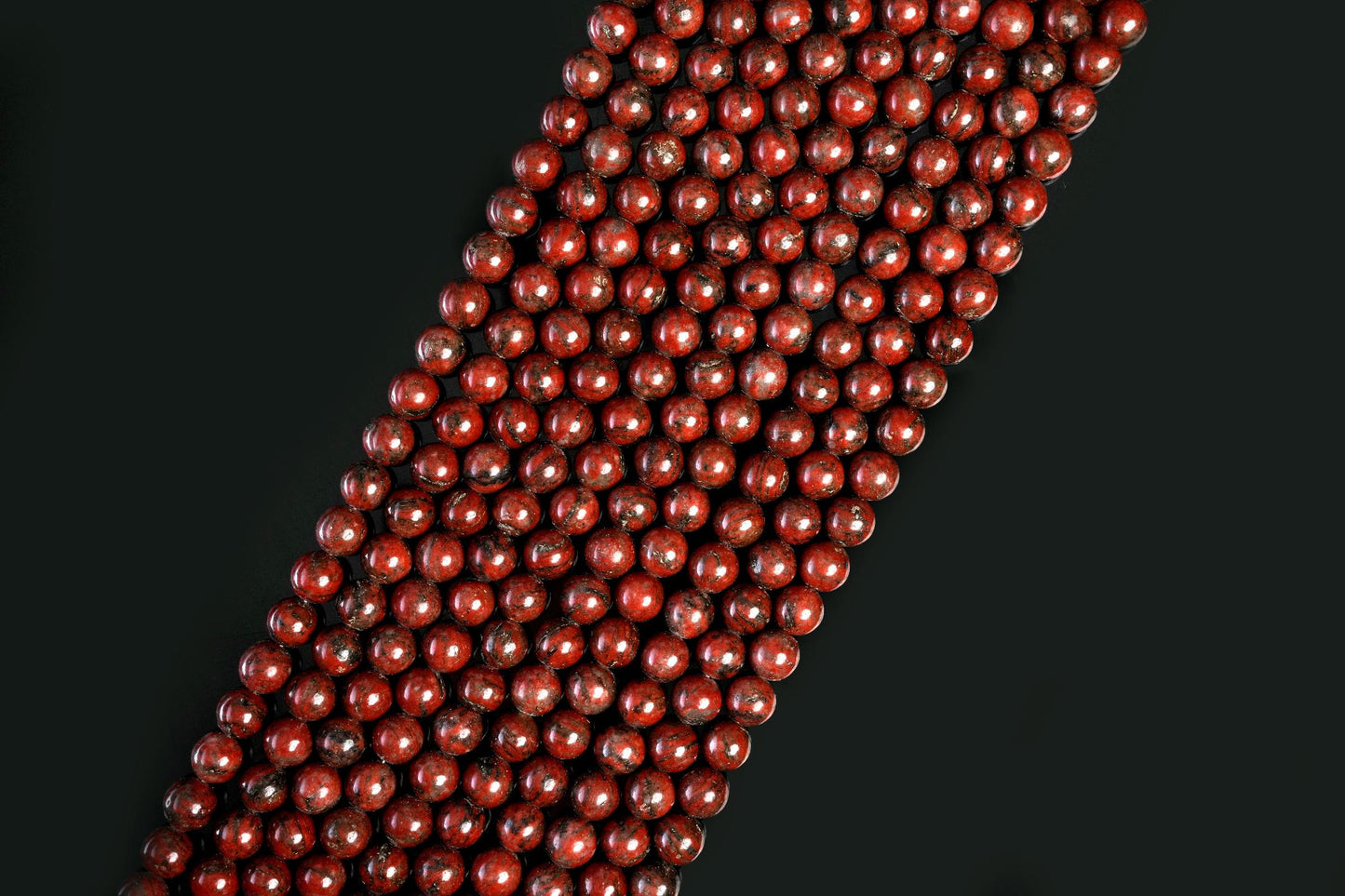 Natural Dark Red Jasper Gemstone Round Smooth Beads String 15.5 Inches Long 4/6/8/10 MM for Jewelry Making and Crafting - AS & JG