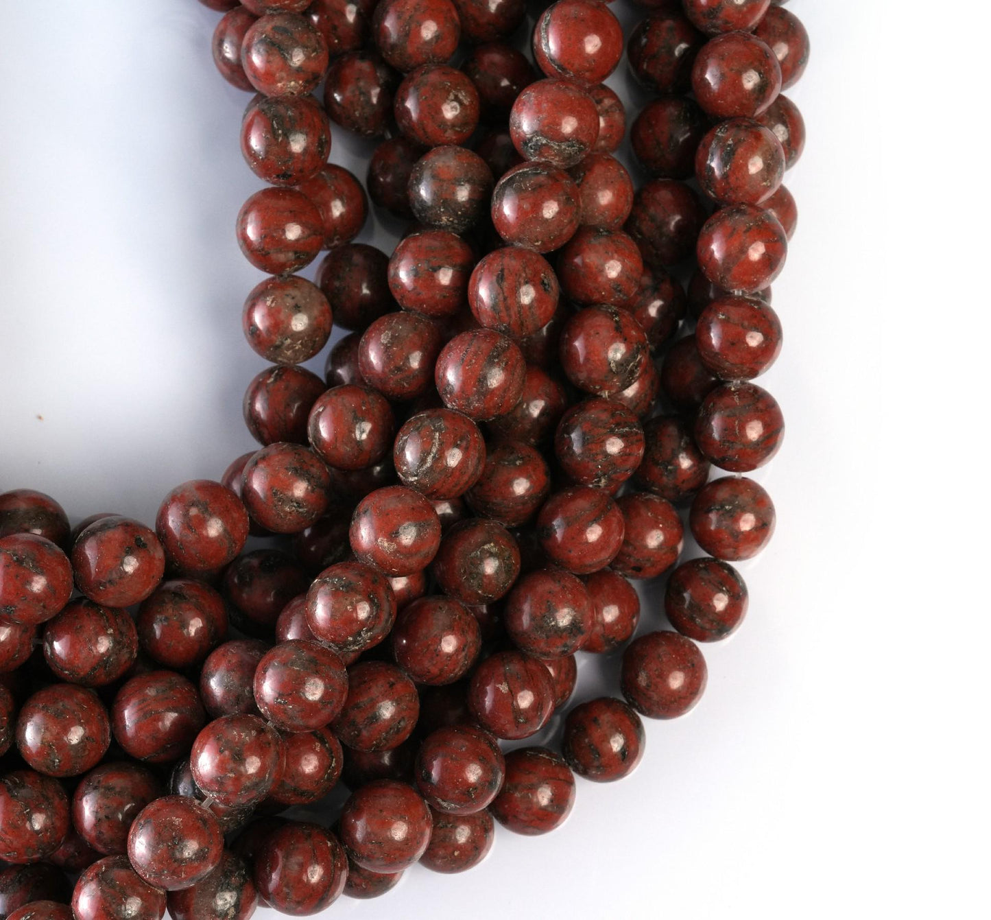 Natural Dark Red Jasper Gemstone Round Smooth Beads String 15.5 Inches Long 4/6/8/10 MM for Jewelry Making and Crafting - AS & JG
