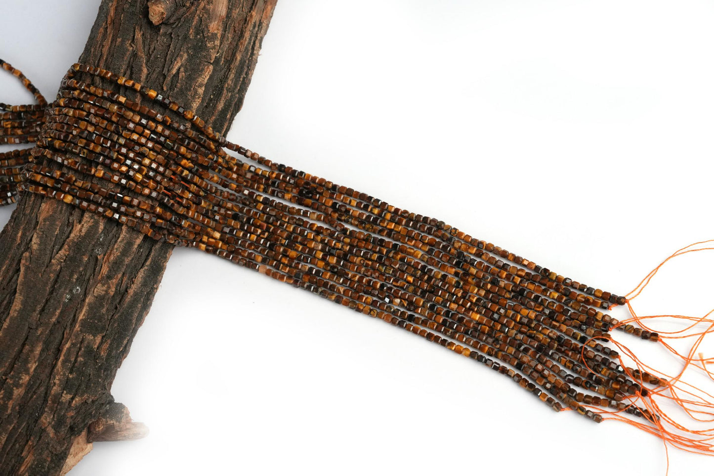 Natural Tiger's Eye Gemstone Cube/Box Micro Faceted Beads String 15.5 Inches Long 2/3/4/6 MM for Jewelry Making and Crafting - AS & JG