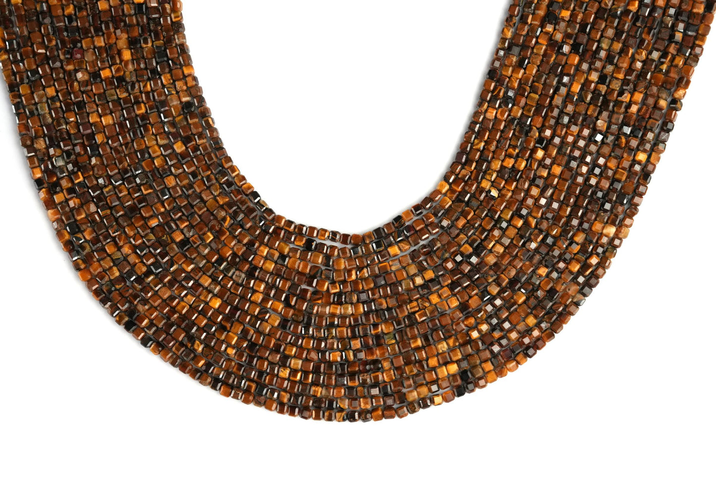 Natural Tiger's Eye Gemstone Cube/Box Micro Faceted Beads String 15.5 Inches Long 2/3/4/6 MM for Jewelry Making and Crafting - AS & JG