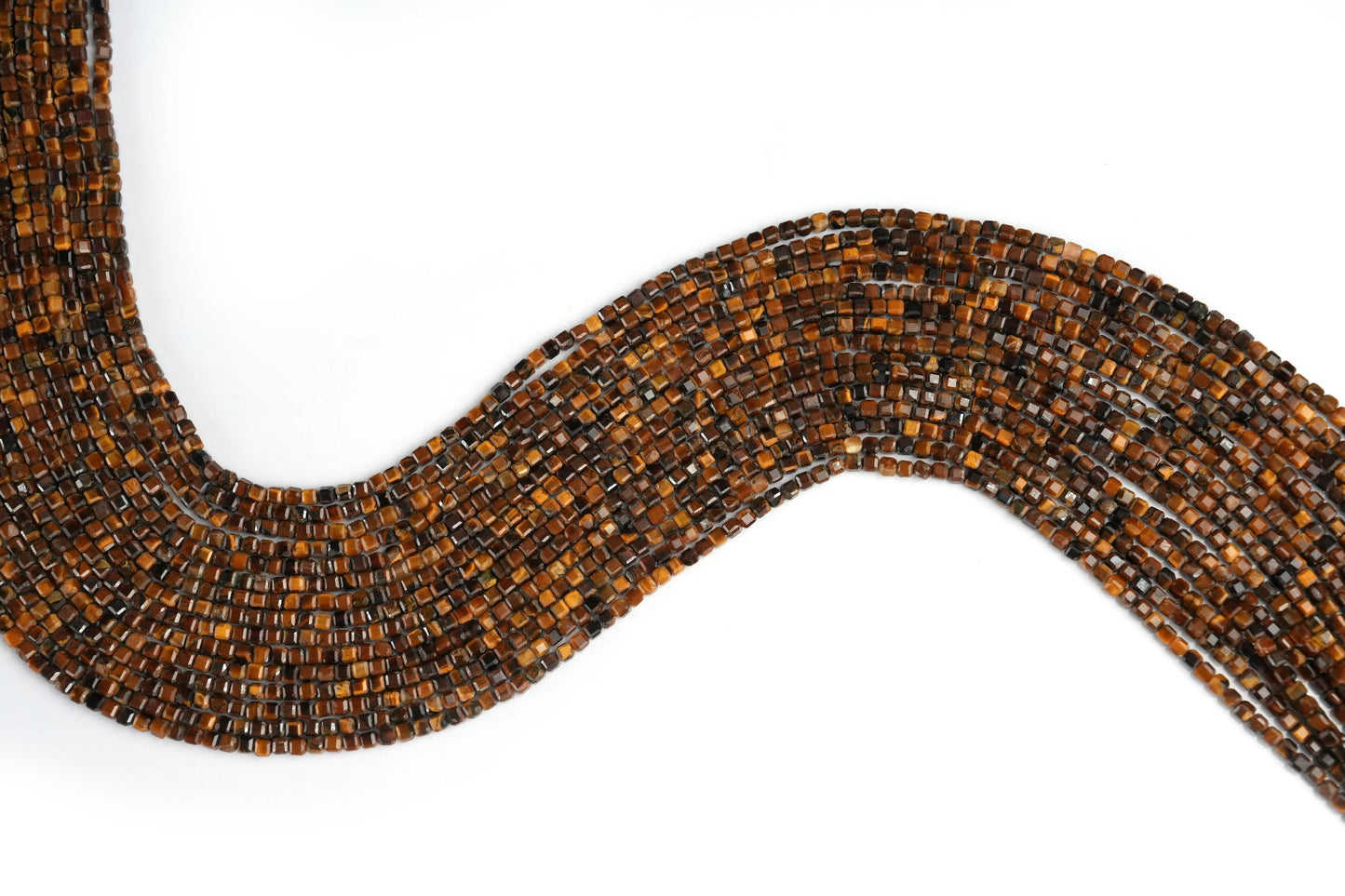 Natural Tiger's Eye Gemstone Cube/Box Micro Faceted Beads String 15.5 Inches Long 2/3/4/6 MM for Jewelry Making and Crafting - AS & JG