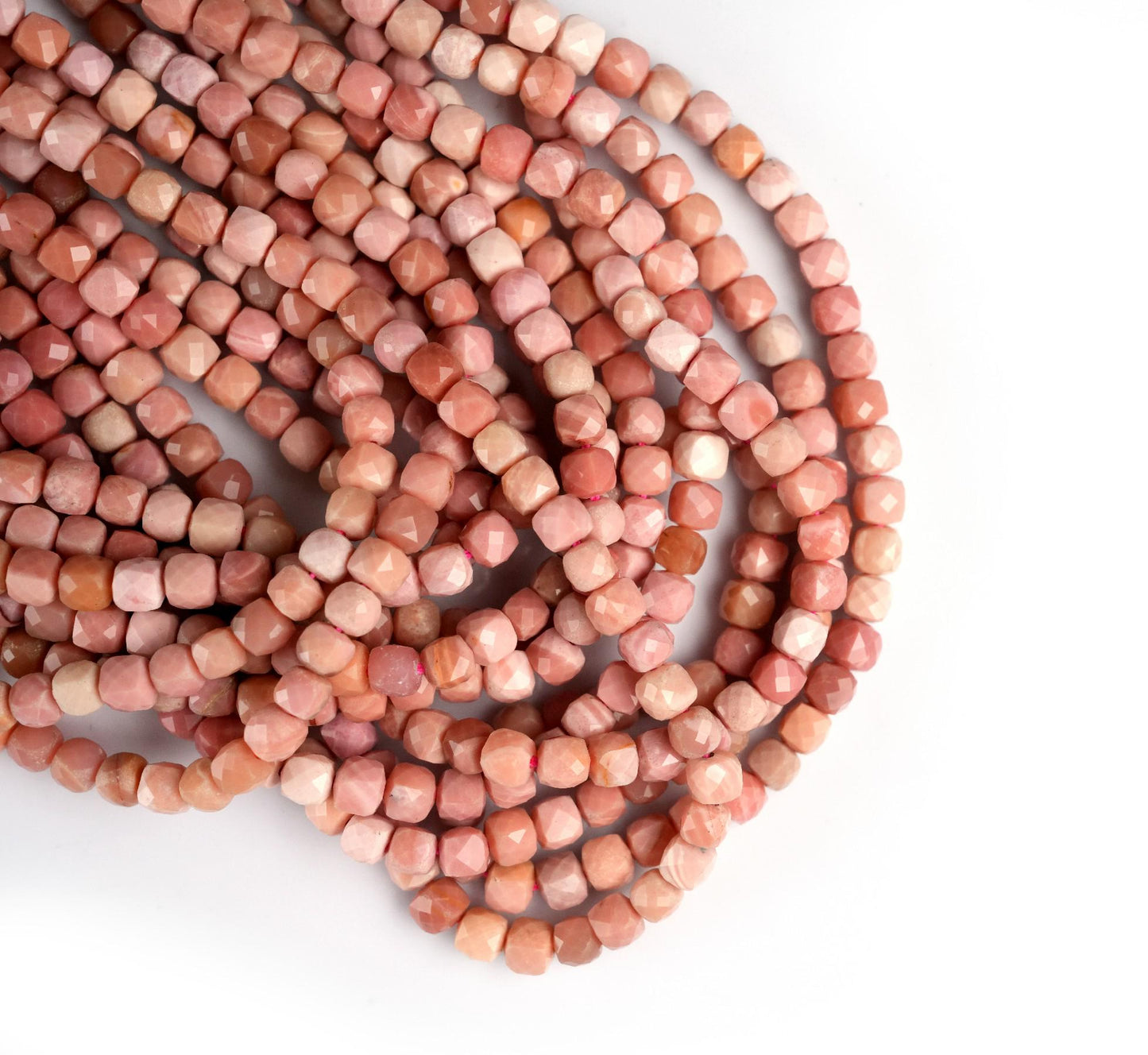 Natural Rhodonite Gemstone Cube/Box Micro Faceted Beads String 15.5 Inches Long 2/3/4/6 MM for Jewelry Making and Crafting - AS & JG