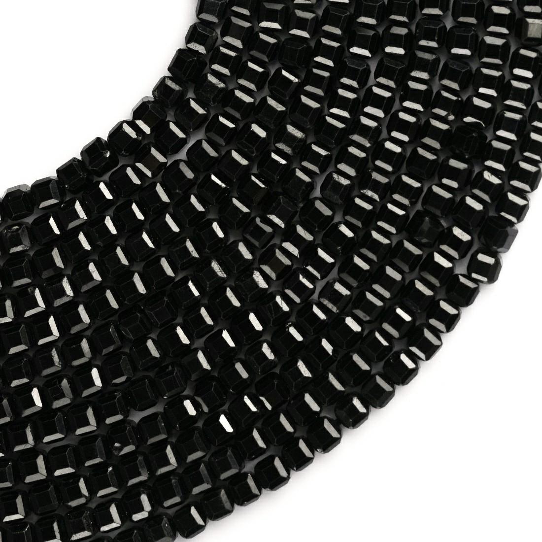 Natural Black Spinel Gemstone Cube/Box Micro Faceted Beads String 15.5 Inches Long 2/3/4/6 MM for Jewelry Making and Crafting - AS & JG