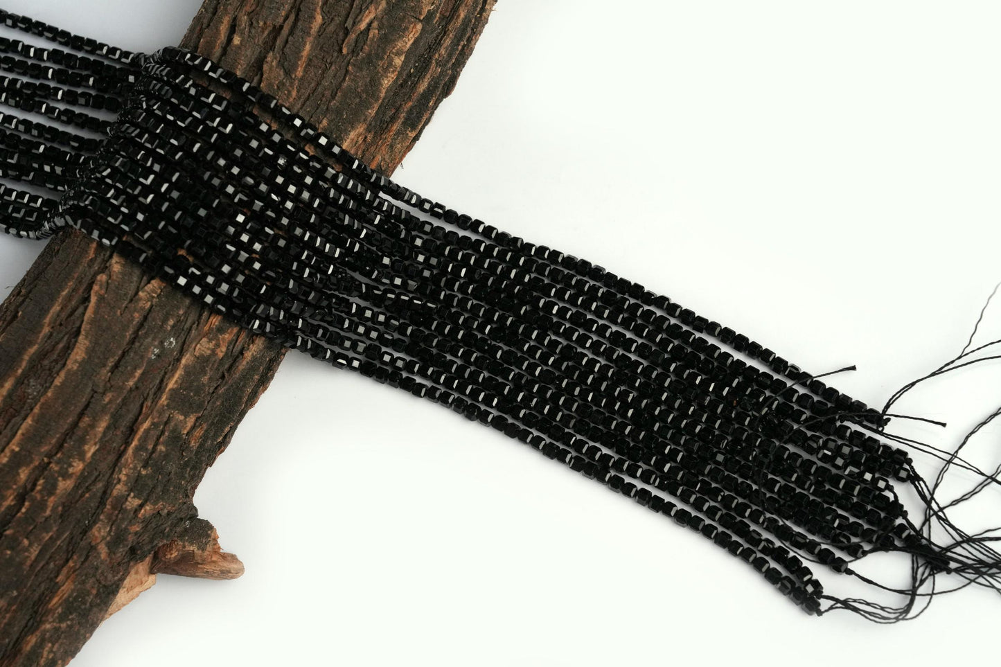 Natural Black Spinel Gemstone Cube/Box Micro Faceted Beads String 15.5 Inches Long 2/3/4/6 MM for Jewelry Making and Crafting - AS & JG