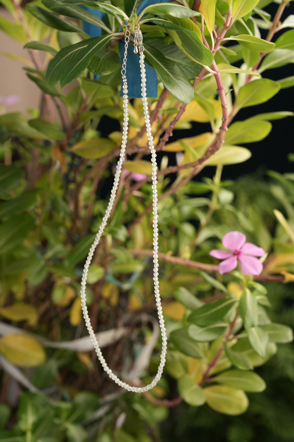 Genuine Prehnite Beads Necklace / Handcrafted Adjustable Mala Necklace / 3 MM Round Micro Faceted Beaded Necklace Jewelry - AS & JG