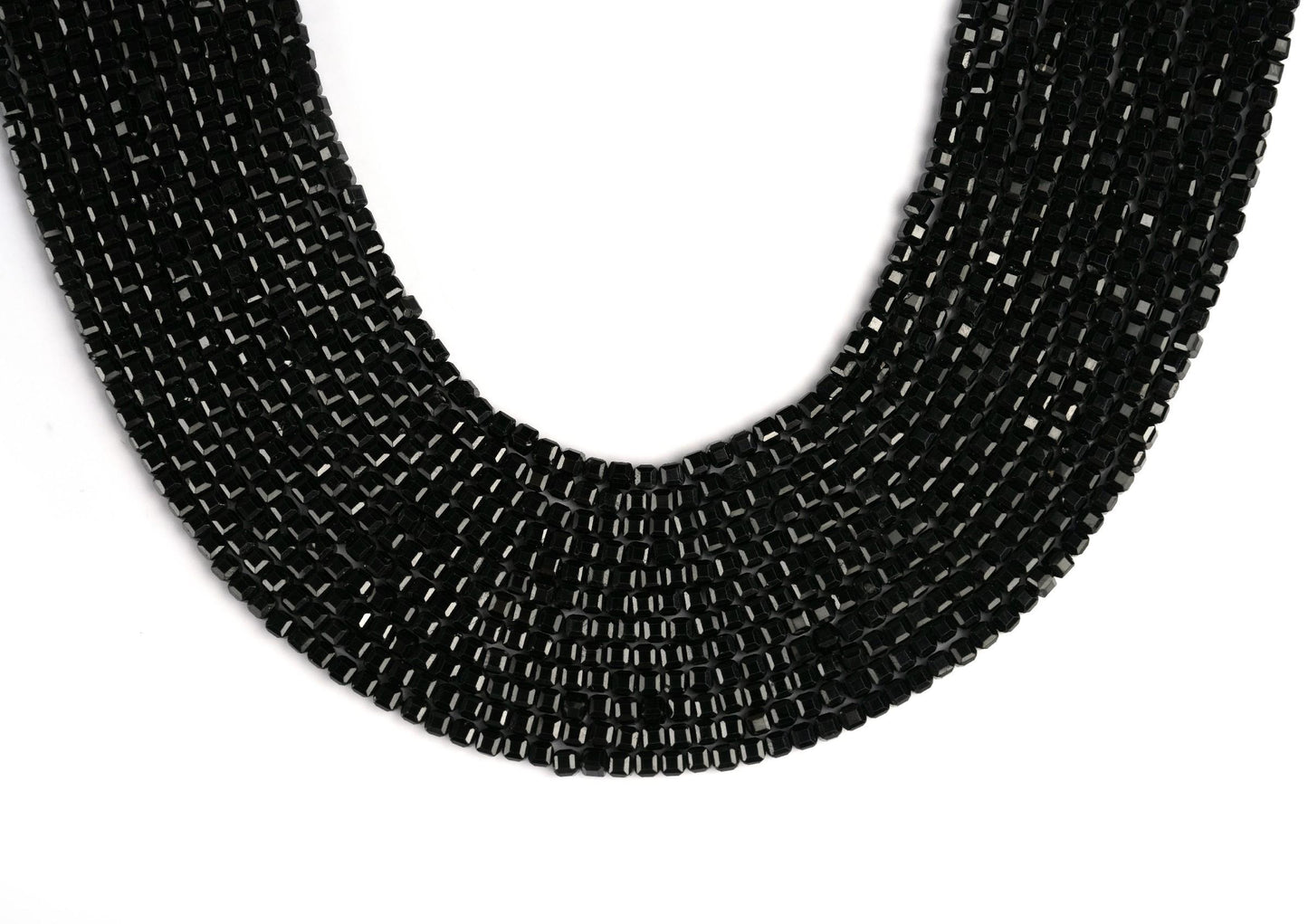Natural Black Spinel Gemstone Cube/Box Micro Faceted Beads String 15.5 Inches Long 2/3/4/6 MM for Jewelry Making and Crafting - AS & JG