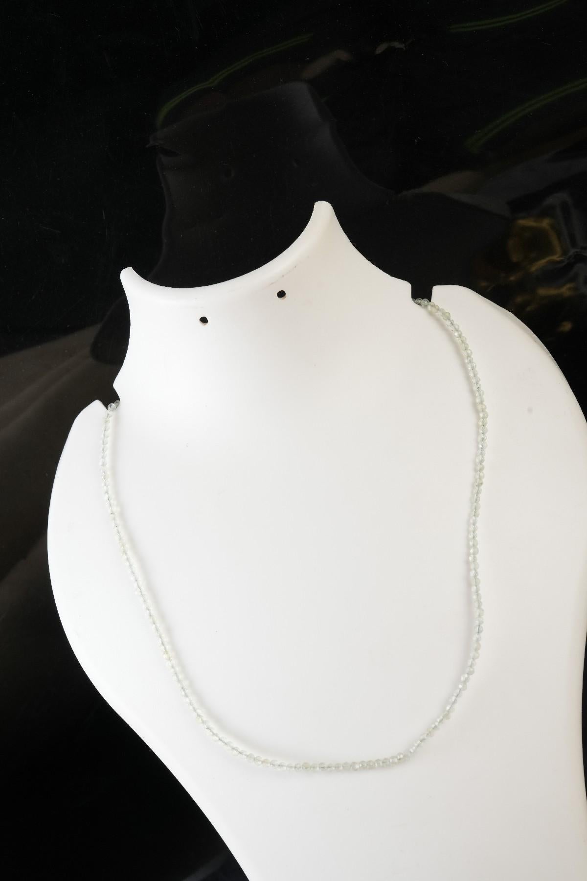 Genuine Prehnite Beads Necklace / Handcrafted Adjustable Mala Necklace / 3 MM Round Micro Faceted Beaded Necklace Jewelry - AS & JG