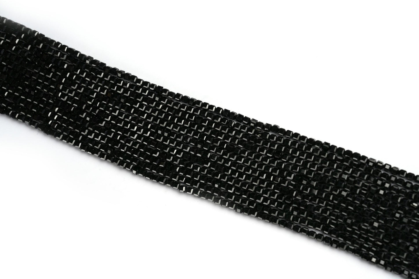 Natural Black Spinel Gemstone Cube/Box Micro Faceted Beads String 15.5 Inches Long 2/3/4/6 MM for Jewelry Making and Crafting - AS & JG