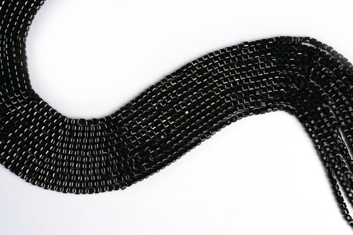 Natural Black Spinel Gemstone Cube/Box Micro Faceted Beads String 15.5 Inches Long 2/3/4/6 MM for Jewelry Making and Crafting - AS & JG