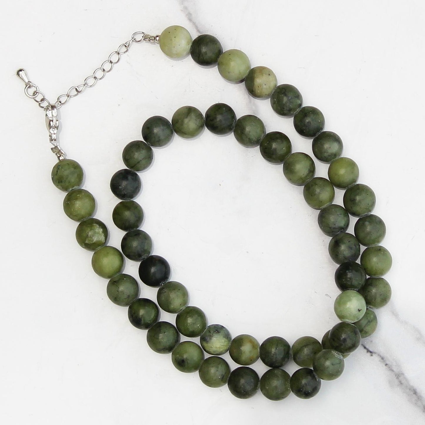 Genuine Canadian Jade Beads Necklace / Handcrafted Adjustable Mala Necklace / 8 MM Round Smooth Beaded Necklace Jewelry For Her - AS & JG
