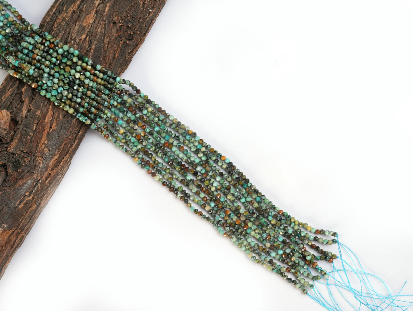 Natural African Turquoise Gemstone Round Micro Faceted Beads String 15.5 Inches Long 2/3/4/6 MM for Jewelry Making and Crafting - AS & JG