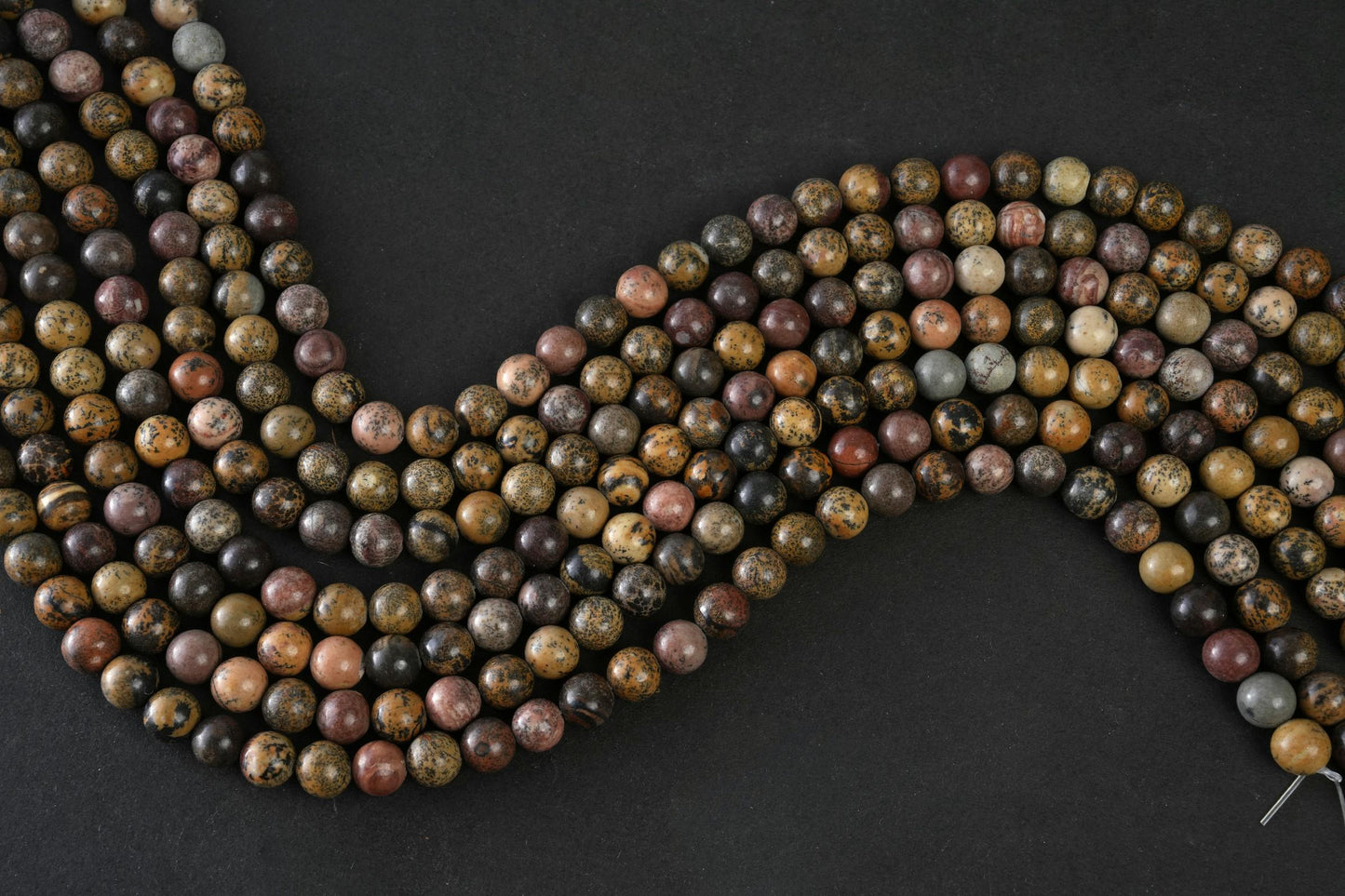 Natural Leopard Skin Jasper Gemstone Round Smooth Beads String 15.5 Inches Long 4/6/8/10 MM for Jewelry Making and Crafting - AS & JG