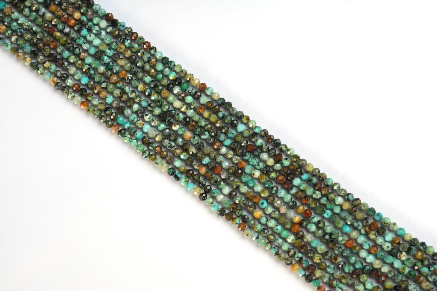 Natural African Turquoise Gemstone Round Micro Faceted Beads String 15.5 Inches Long 2/3/4/6 MM for Jewelry Making and Crafting - AS & JG