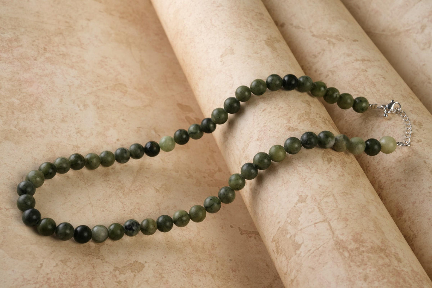 Genuine Canadian Jade Beads Necklace / Handcrafted Adjustable Mala Necklace / 8 MM Round Smooth Beaded Necklace Jewelry For Her - AS & JG