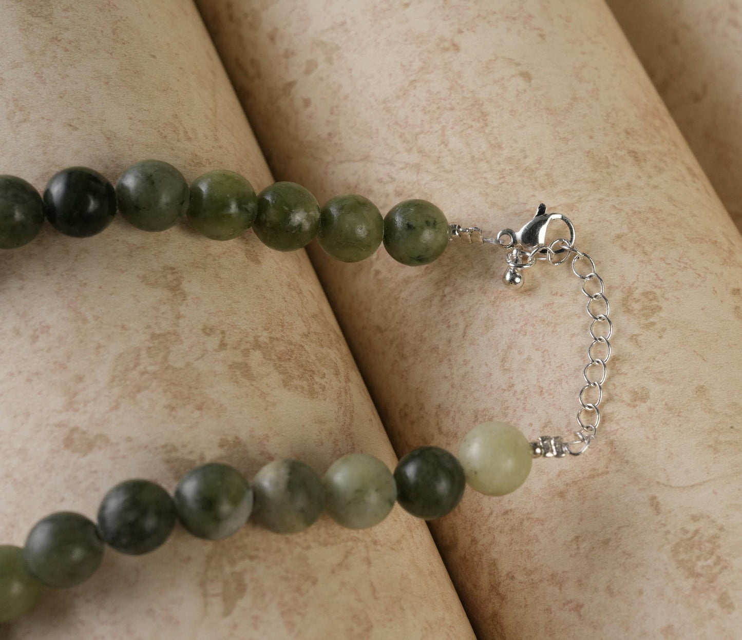 Genuine Canadian Jade Beads Necklace / Handcrafted Adjustable Mala Necklace / 8 MM Round Smooth Beaded Necklace Jewelry For Her - AS & JG