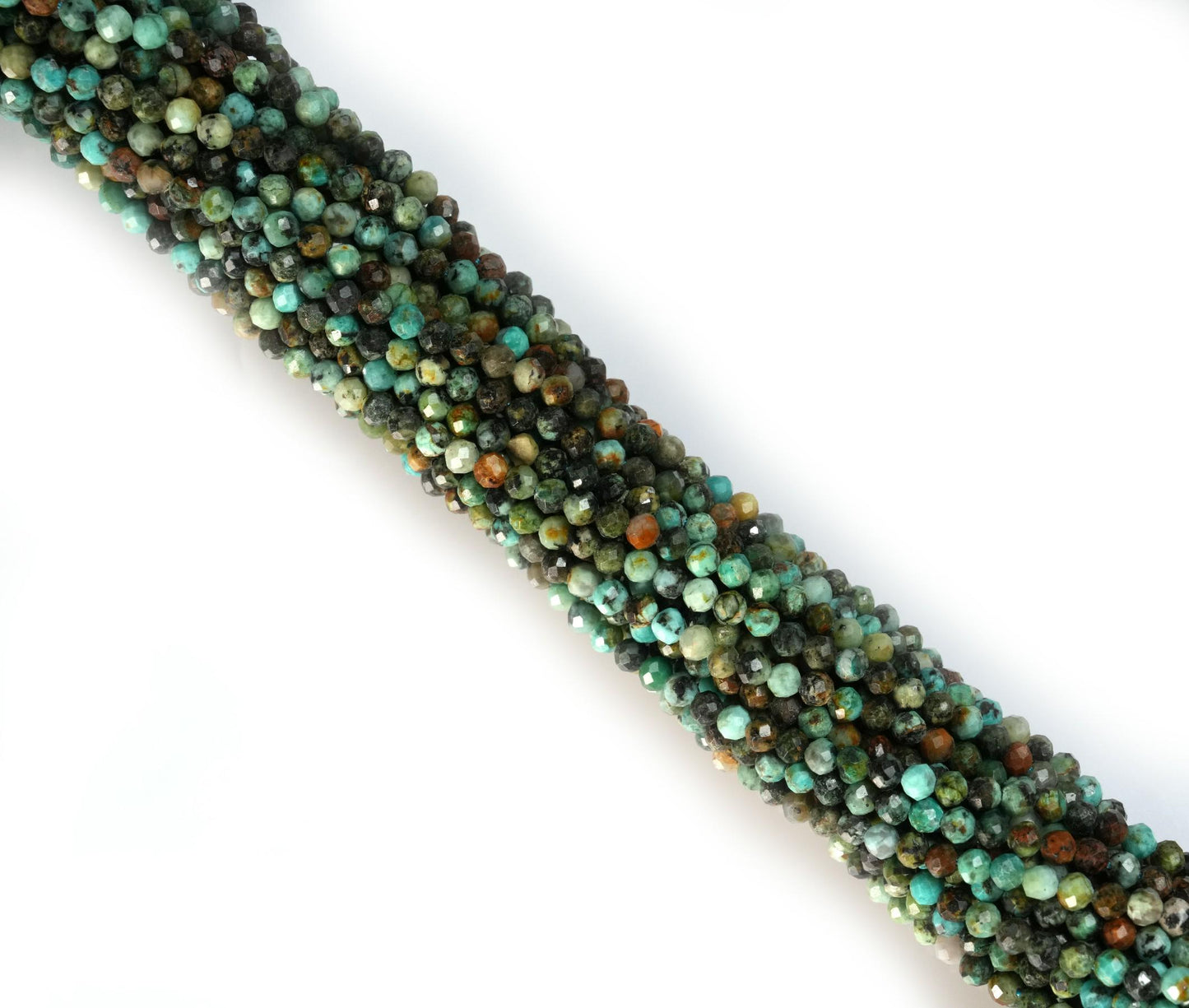 Natural African Turquoise Gemstone Round Micro Faceted Beads String 15.5 Inches Long 2/3/4/6 MM for Jewelry Making and Crafting - AS & JG
