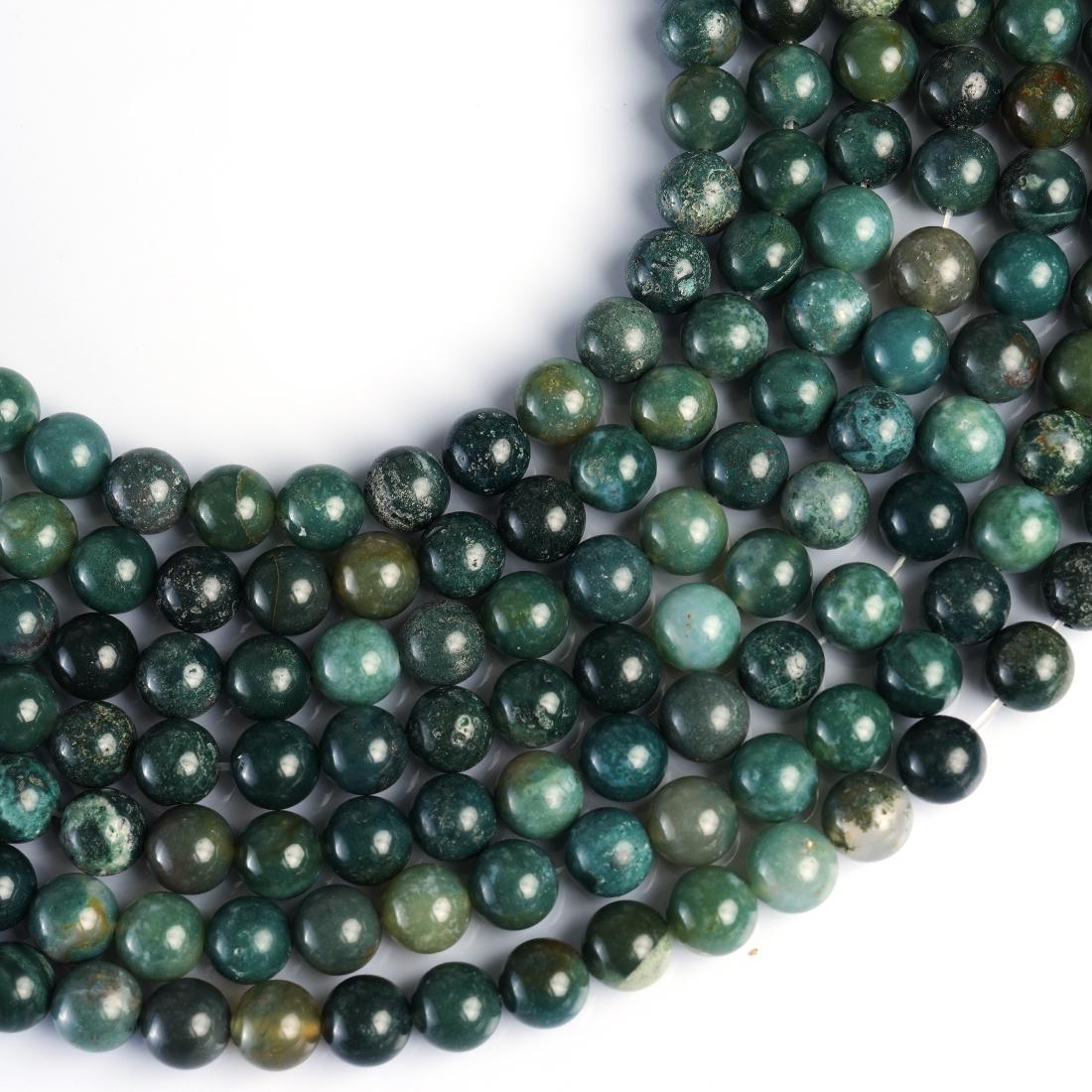 Natural Moss Agate Gemstone Round Smooth Beads String 15.5 Inches Long 4/6/8/10 MM for Jewelry Making and Crafting - AS & JG