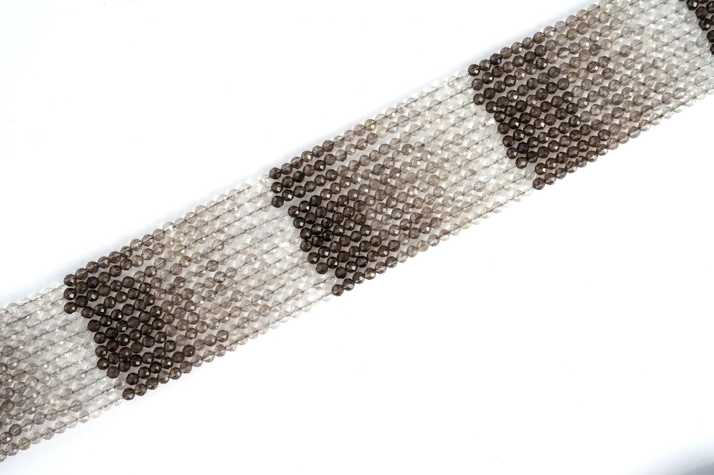 Natural Smoky Quartz Shaded Gemstone Round Micro Faceted Beads String 15.5 Inches Long 2/3/4/6 MM for Jewelry Making and Crafting - AS & JG
