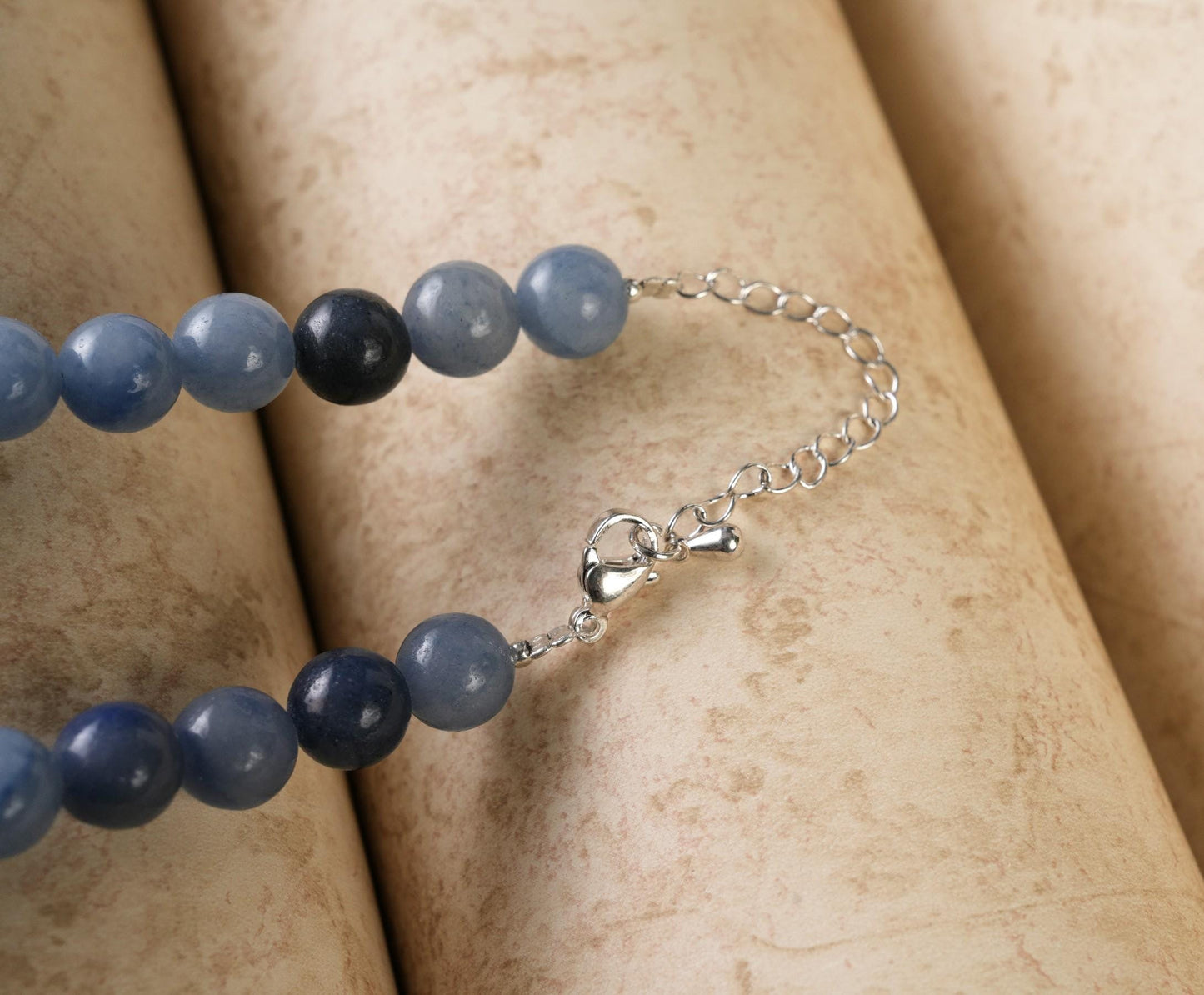 Genuine Blue Aventurine Beads Necklace / Handcrafted Adjustable Mala Necklace / 8 MM Round Smooth Beaded Necklace Jewelry For Her - AS & JG
