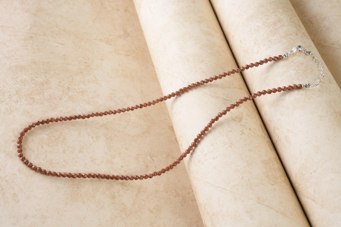 Genuine Golden Sandstone Beads Necklace / Handcrafted Adjustable Mala Necklace / 3 MM Round Micro Faceted Beaded Necklace Jewelry - AS & JG