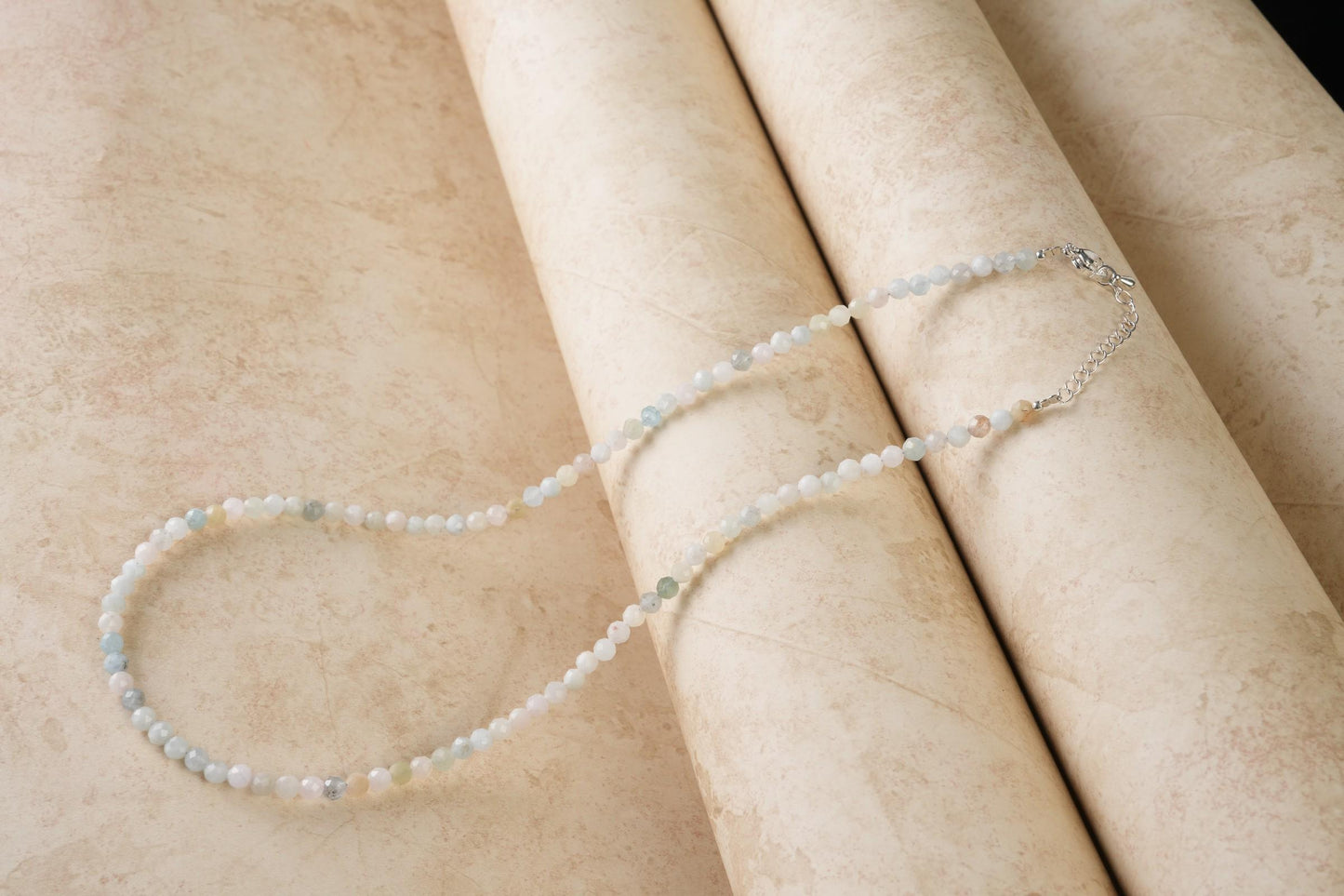 Genuine Morganite Beads Necklace / Handcrafted Adjustable Mala Necklace / 3 MM Round Micro Faceted Beaded Necklace Jewelry - AS & JG