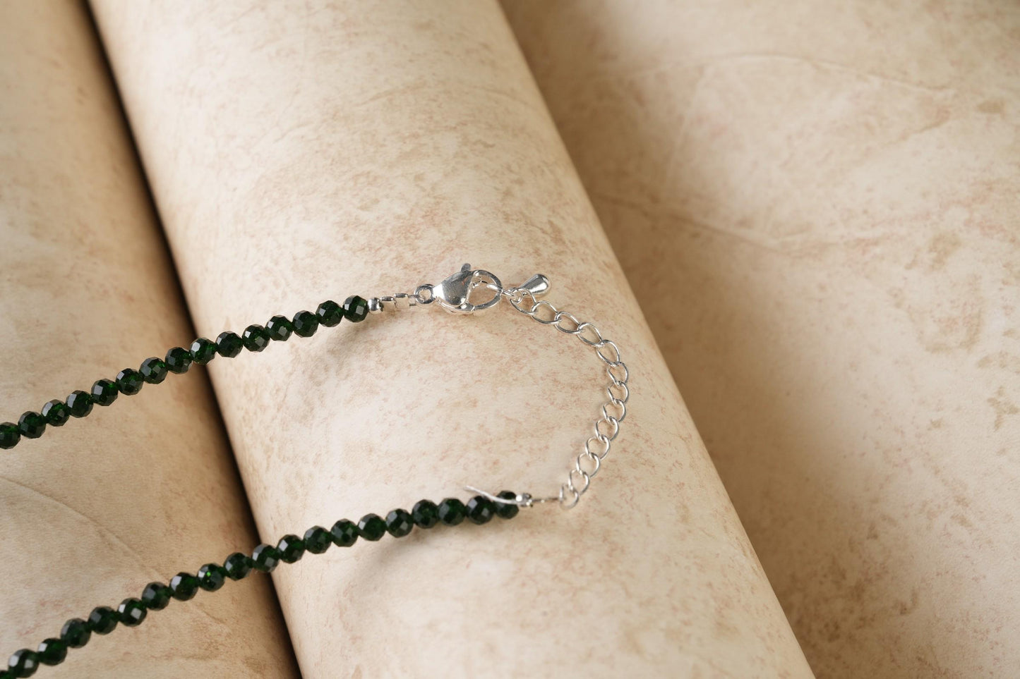 Genuine Green Sandstone Beads Necklace / Handcrafted Adjustable Mala Necklace / 3 MM Round Micro Faceted Beaded Necklace Jewelry - AS & JG